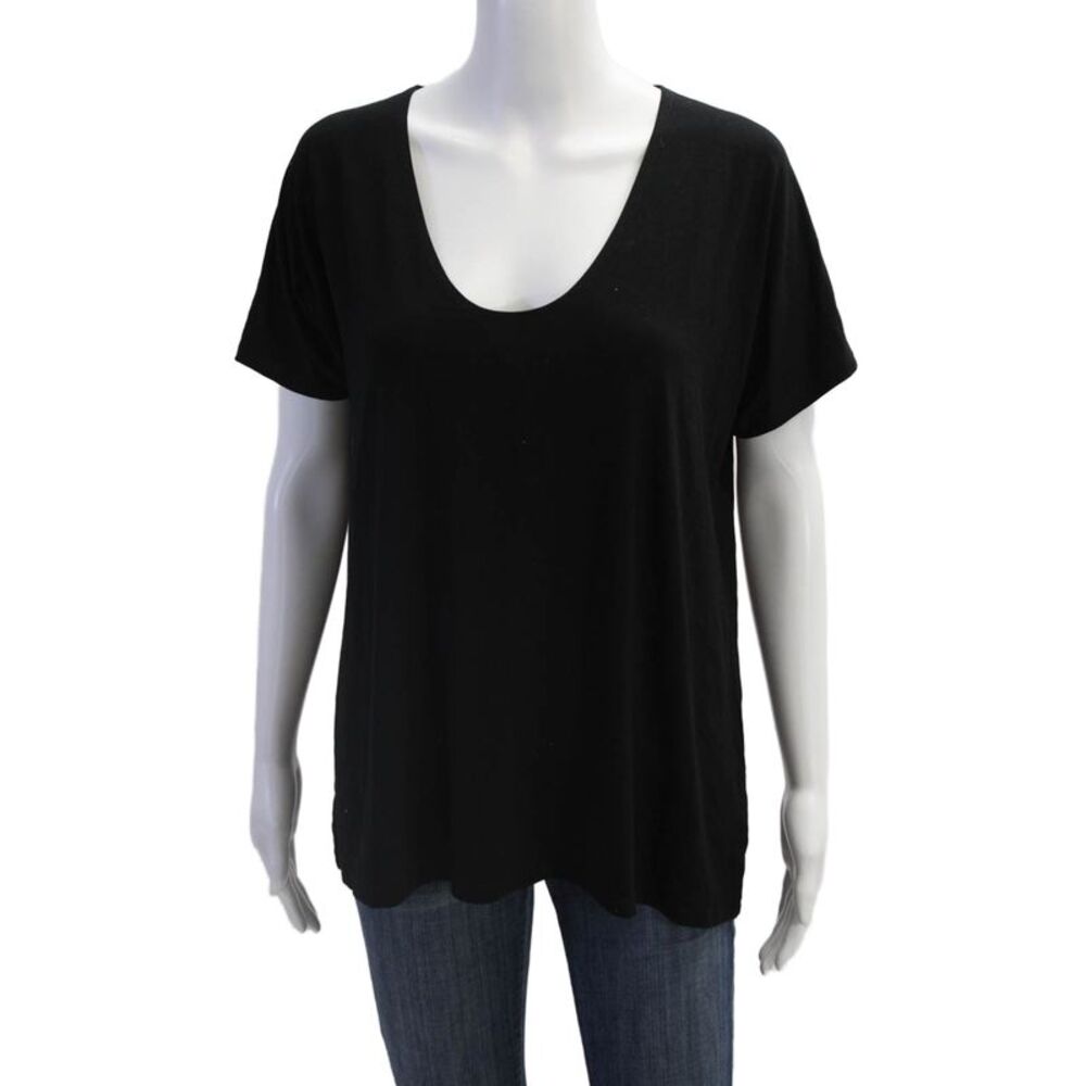 Hatch Women Jersey T-Shirt Black V-Neck Short Sleeve Maternity Size 1